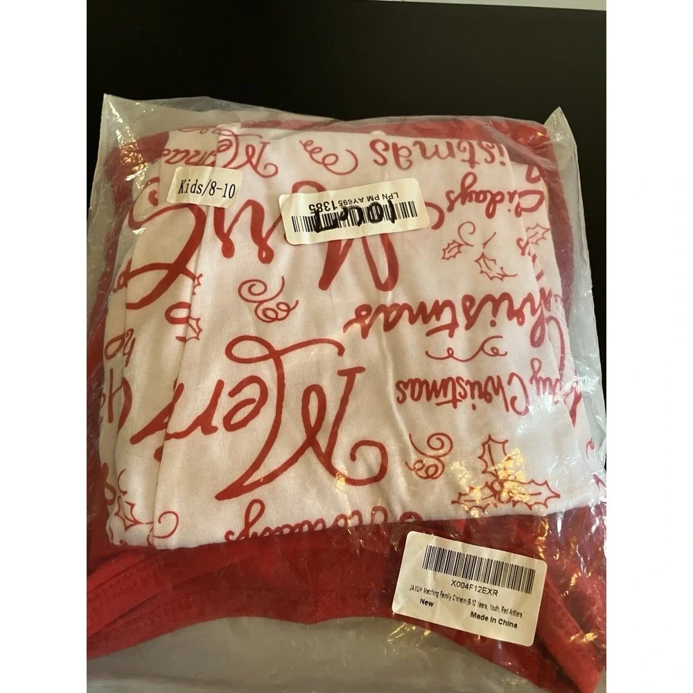 Jaxuh Pajama Set Kids 8-10 Red New Christmas Reindeer Antlers Merry Christmas
